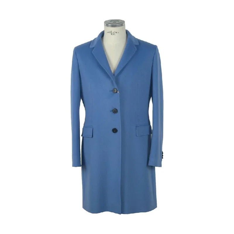 Made in Italy Elegant Virgin Wool Light Blue Coat