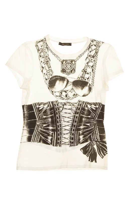 Roberto Cavalli - As Seen on the 2006 Runway Collection - Black and White Graphic Tee Shirt - IT 40